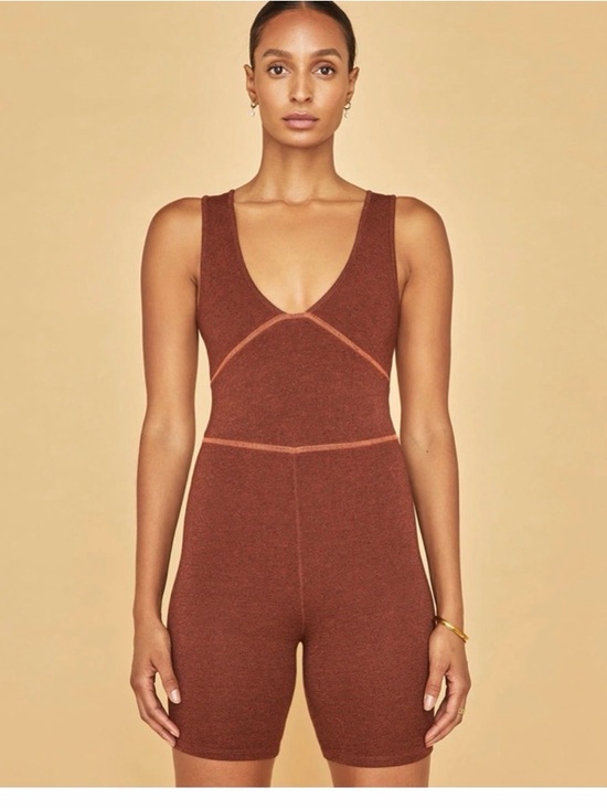 Sundry Pants - Sundry Rust Brown Vneck Sleeveless Knit Romper Sz 1/S